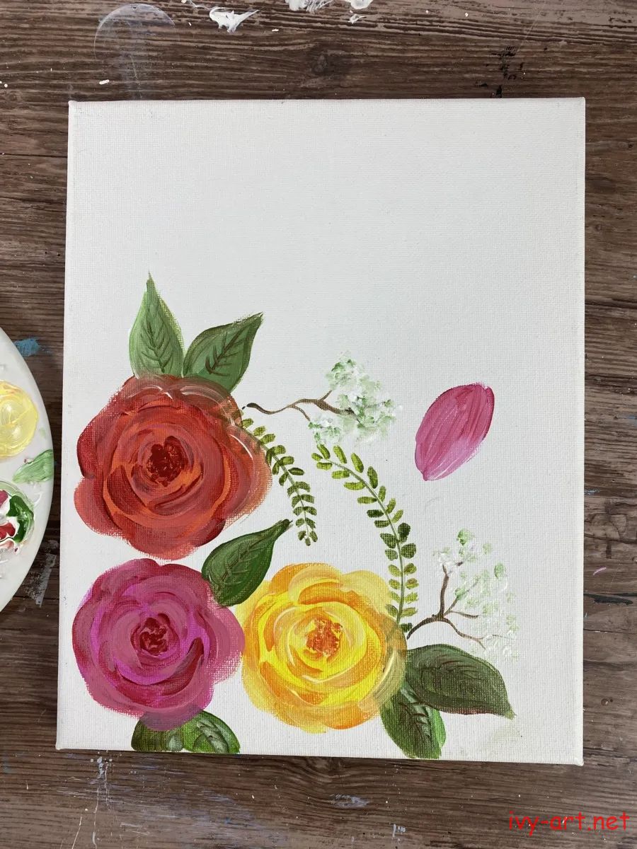 Hướng dẫn vẽ hoa hồng bằng màu acrylic đẹp mà đơn giản