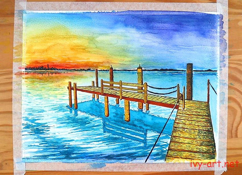 Hướng dẫn vẽ tranh phong cảnh bằng màu nước đơn giản - IVY ART