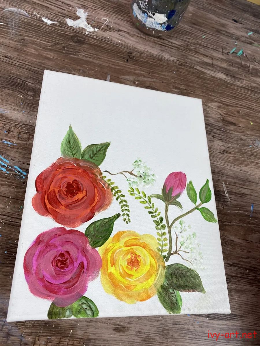 Hướng dẫn vẽ hoa hồng bằng màu acrylic đẹp mà đơn giản