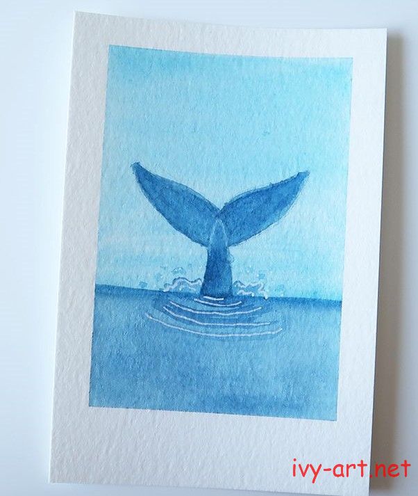 Vẽ tranh cá voi bằng màu nước đơn giản