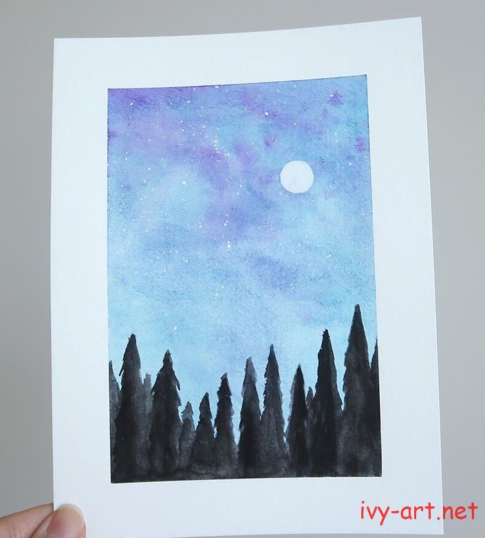 Vẽ tranh rừng cây bằng màu nước đơn giản